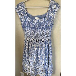 Anthropologie Payal Jain Mira Off the Shoulder Embroidered Dress Size 6 Blue